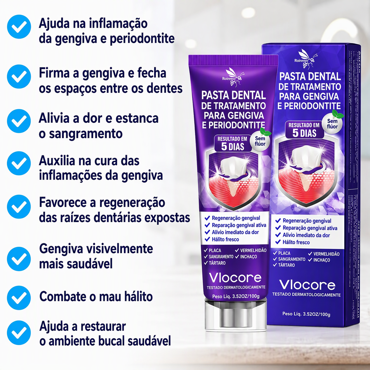 🇵🇹 Loja Oficial |🦷🍖 Rolimey® VioCore Pasta de dentes para o tratamento da inflamação das gengivas e da periodontite com veneno de abelha