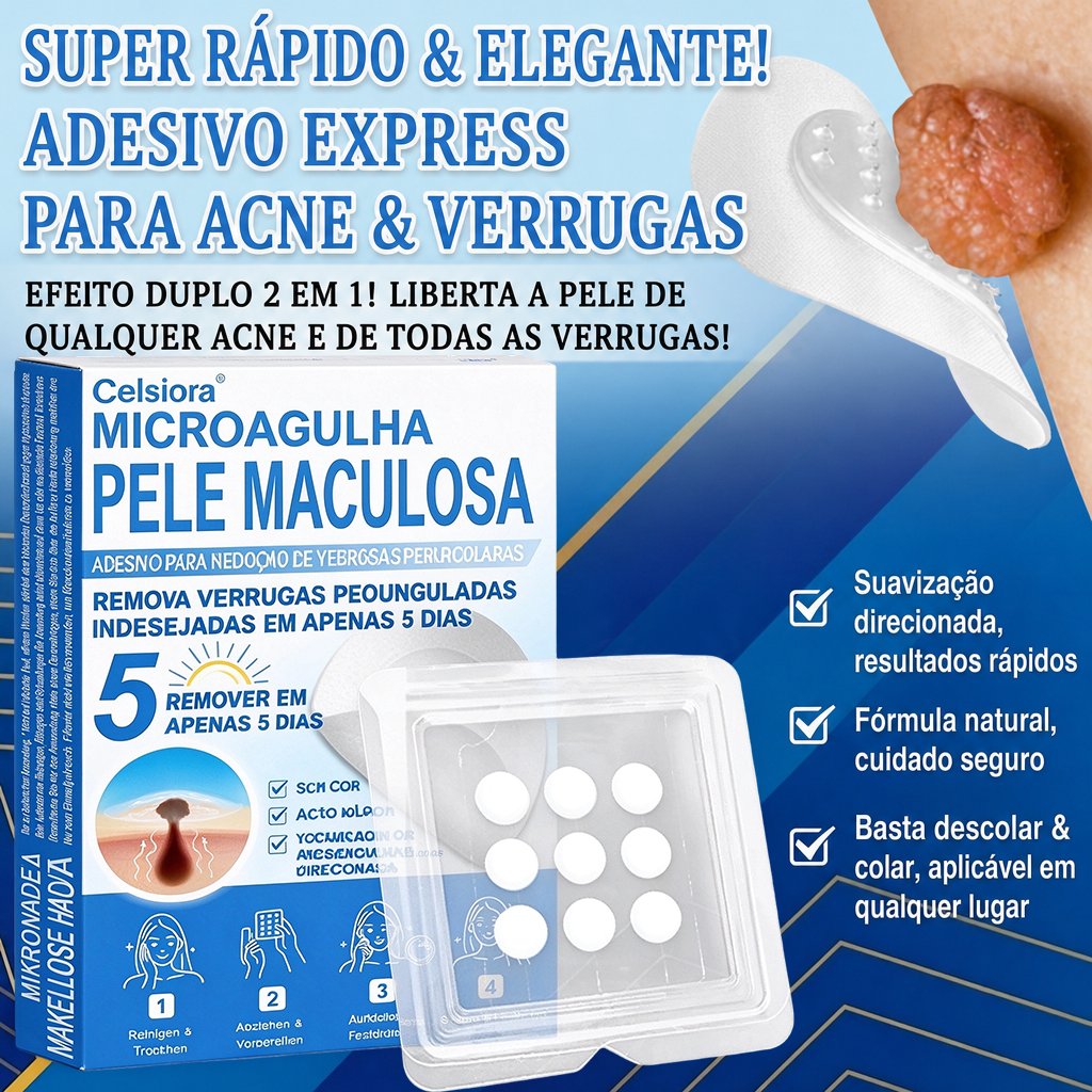 🏆🧨Celsiora® Adesivos 2 em 1 com Microagulhas e Hidrocolóide | Remove Verrugas, Acne, Verrugas Planas e Marcas de Pele | Melhora Rugas, Cicatrizes e Imperfeições | Adesivos Invisíveis em Forma de Estrela para Rosto e Corpo